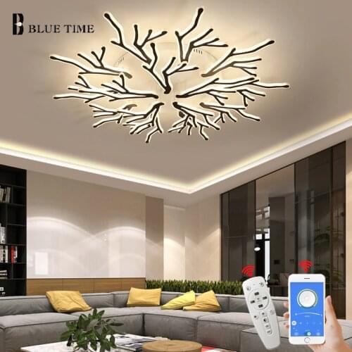 Acrylic Modern Led Chandelier For Living room Bedroom Foyer Surface Mount Indoor Black White Ceiling Chandelier Lighting Fixture