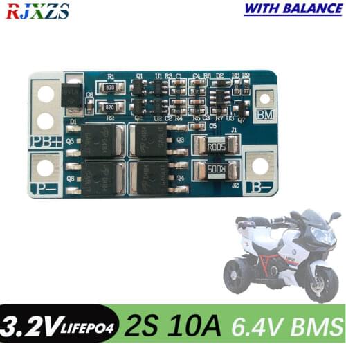 Bms 2S 10A with balance lifepo4 6.4V 18650 BMS PCM battery protection board bms pcm for lifepo4 battery cell pack