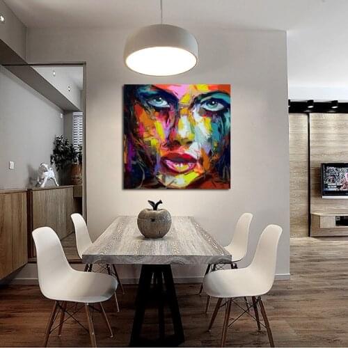 Large Size Hand Painted Abstract Figure Oil Painting On Canvas Woman Face Wall Pictures For Living Room Bedroom Home Decor