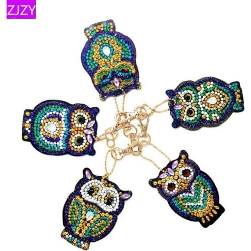 Cartoon Animals DIY Keychain Diamond Painting Owl Women Girl Bag Keyring Pendant Gift Special-shaped Full Drill Embroidery
