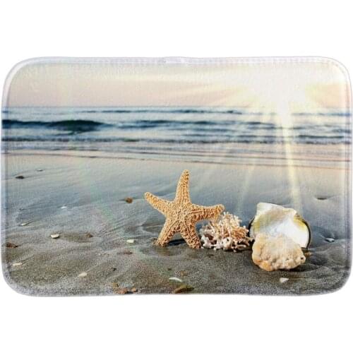 Home Decorative Doormats With Seaside Starfish Shell Soft Lightness Indoor Outdoor Bathroom Mats Floor Mats Short Plush Mat