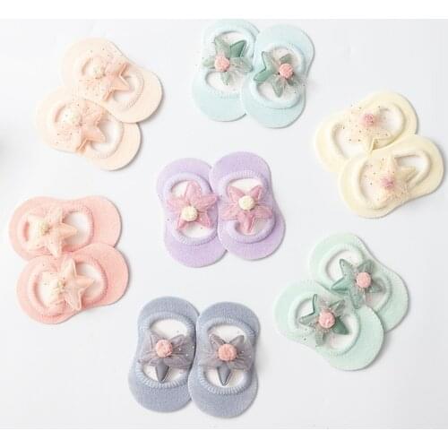 Infant Baby Socks Solid Color Infant Baby Floor Socks Dispensing Non-slip Infant Socks Bowknot Kid Socks For Girls For 0-4Y