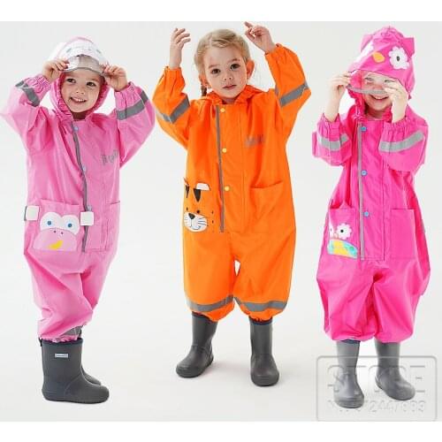 Childrens Conjoined cute Motorcycle Raincoat Reflective Motorbike Rain Child Jumpsuit Overalls Adult Men Suits Bodysuit Clothes