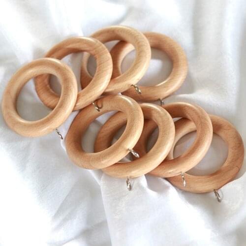 10 Pcs Drapery Curtain Rings Drapery Rings Unfinished Wooden Ring Hanging Curtain Ring for Bedroom Home Curtain