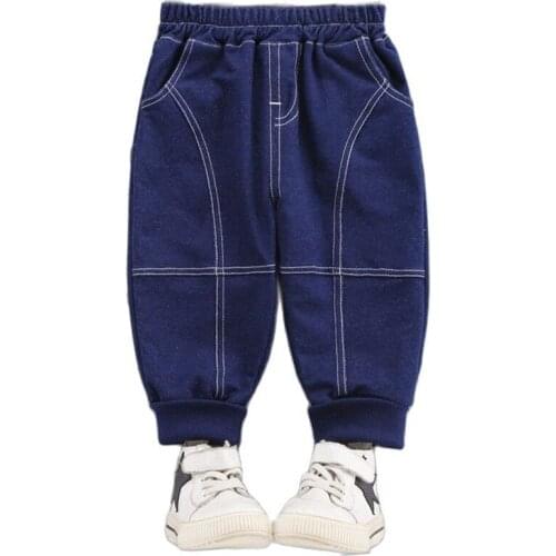 Jeans for Kids Boys Trousers Autumn 2021 New Spring Fashion Casual Loose Children Baby Elastic Waist Boy Denim Long Pants