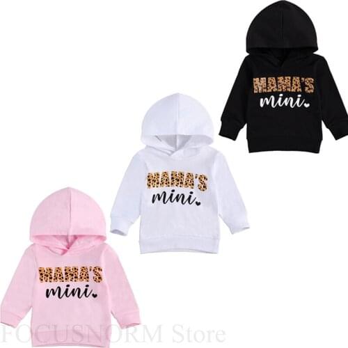 FOCUSNORM Autumn Winter Baby Girls Boys Causal Hoodies Letter Leopard Print Long Sleeve Pullover Hooded Tops 0-6M