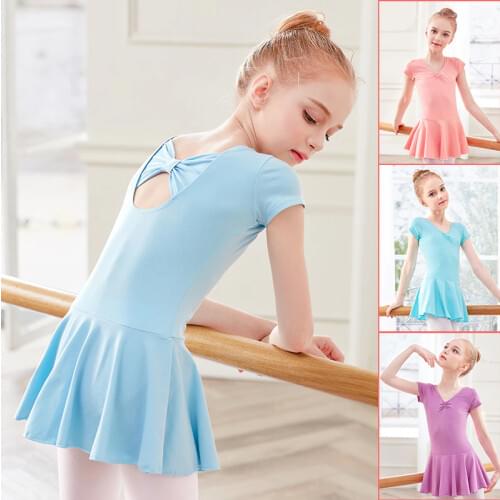 Girls Cotton Gymnastics Leotards Ballet Dress Kids Children Short Sleeve Dance Leotards Ballerina Costumes