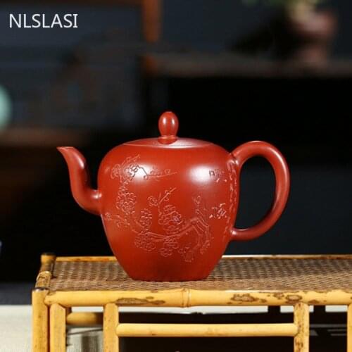 Classic Yixing Purple Clay Teapots Raw Ore Dahongpao Hand Painted Tea Pot Household Tea Table Accessories Teaware Gift 260ml