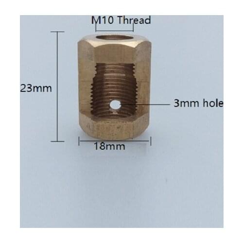 M10 brass hexagonal nut fastening thread rod hollow tube connector Lamps diy accessories tooth opening at the middle