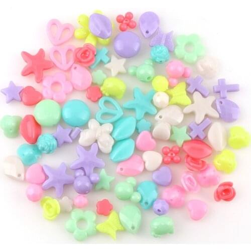 Kawaii Multicolor Beads Set Mixed Candy Colors Acrylic Plastic Beads For Kids Cute Fashion Jewelry Findings DIY