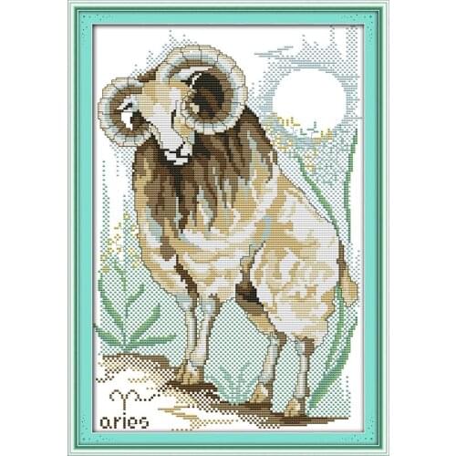 A goat cross stitch kit 14ct 11ct pre stamped canvas cross stitching animal embroidery DIY handmade needlework
