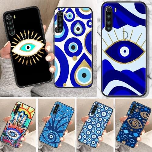 Nazar Boncuğu Evil eye Phone Case For Xiaomi Redmi Note 7 8 9 10 7A 8T 9A 9T 9S 10S Pro black art hoesjes fashion cover tpu