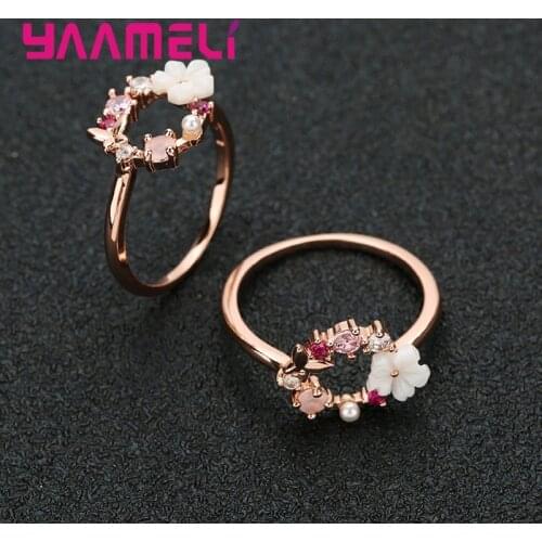 Bohemian S925 Sterling Silver Flower Rings for Women Fashion Boho Promise Jewelry Wedding Band Bague Bijoux Girls Gift