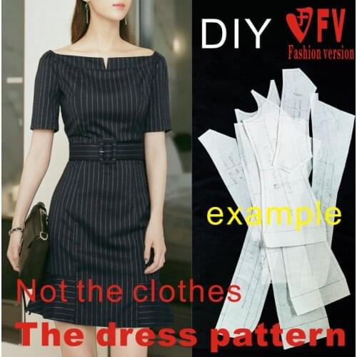 Fit slim horizontal collar dress pattern clothing cutting drawing BLQ-288