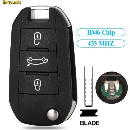 Jingyuqin Remote Car Key Control 434MHZ ID46 Chip For Peugeot 208 2008 301 308 5008 508 Citroen C4 Cactus Hella HU83 3 Buttons