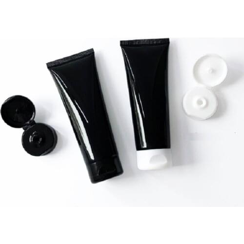 Empty Portable Travel Tubes Cosmetic Container Cream Lotion Soft Squeeze Tube Empty 100ML Bright Black Makeup Refillable Bottles