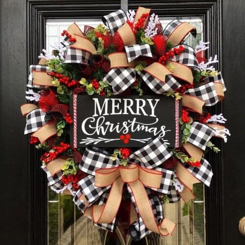 Christmas Buffalo Check Wreath Christmas Holiday Festival Window Wall Wreath SUB Sale