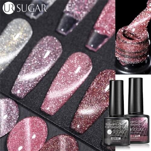 UR SUGAR 7.5ml Reflective Cat Magnetic Gel Polish Laser Shiny Soak Off UV LED Nail Gel DIY Nail Art Decoration
