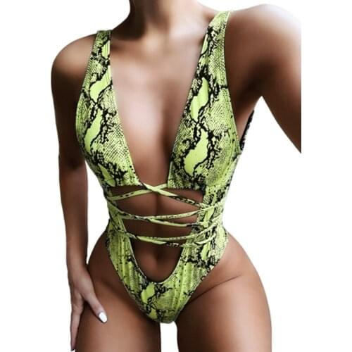 Bathing Suit Simultaneous Bandage One Piece Swimsuit 2021 Monokini Female Swimwear Sexy Beachwear Snake Bikini
