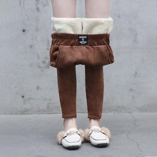 Corduroy Padded Warm Pants Women Fashion Stretch High Waist Ladies Trousers Winter Simple Solid Color Lamb Wool Harem Pants