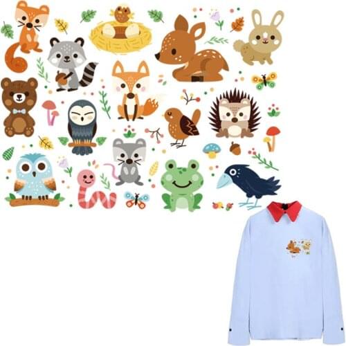 Animal Set Punk Patch Hot Tear Transfer Paper Hoodie Tops Heat Press Diy Appliques On Clothes Forest Animal Patch