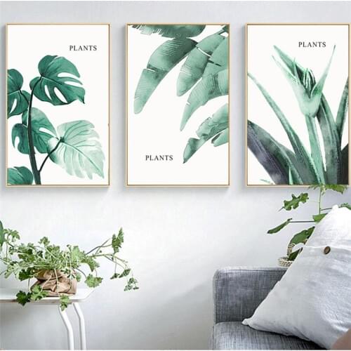 Green Plant Leaves Branch Home Decor Wall Art Nordic Canvas Painting F Poster Bedroom Living Room Print Wall Picture