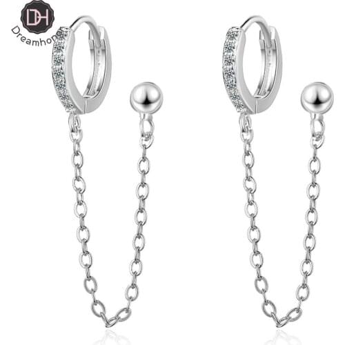 Dreamhonor New Fashion Circle Ear Cuff Retractable Earrings for Women Men Gold Huggie Unisex Double Piercing Hoop Earing Female