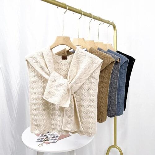 Women Autumn and Winter Knitted Fake Collar Shawl Female Adjustable Solid Color Detachable False Collars Detachable Collar