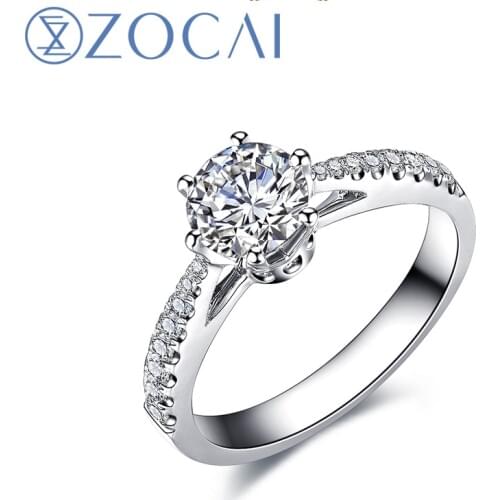ZOCAI True Love Crown 0.30 ct certified D-E Top Color Diamond 18K White gold (Au750) Diamond Engagement Ring W04676