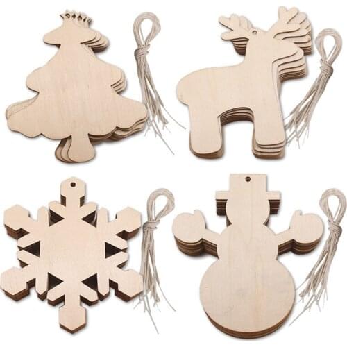 10PCS Wooden Crafts Unfinished Wood Slices Hanging Ornaments for Christmas Wedding Holiday Hanging Decorations