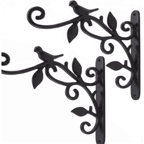 2 PCS Hanging Plant Hook Cast Iron Flower Basket Hooks Bracket Hanger for Bird Feeder Lantern Planters Pots Wind Chimes