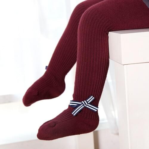 2019 Winter Toddler Kids Tights Baby Girl Bowknot Cotton Warm Tights Pantyhose Girls Princess Stretch Soft Elastic Pants 0-8Y