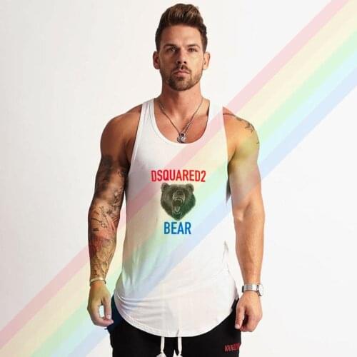 2021 Fashion Red DSQ2 Bule Bear Logo Summer Soft Custom Sleeveless Design Your Own Vest Cotton Mens Muscle Tee Tank Top Shirt