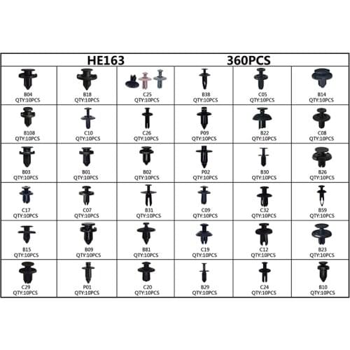 36size 360pcs Auto Fastener Clip Car Body Push Retainer Pin Rivet Bumper Door Trim Panel Retainer Fastener Kit Car Accessories