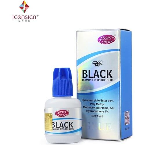 5 seconds Fast dry Black Diamond Invisible Eyelash Glue Low Odor Low Stimulate Professional Dark eyelash extension Adhesive 15ml