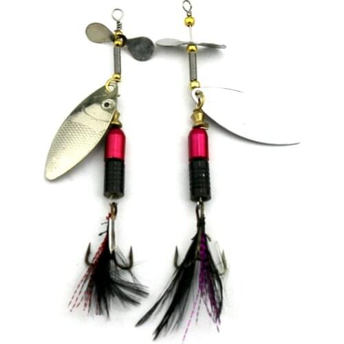 5pcs Spoon Fishing Lure Artificial Metal Sequin Bait Fresh Water Swimbait 10cm 13g Peche Feather Hook Spinner Fishing Tackle