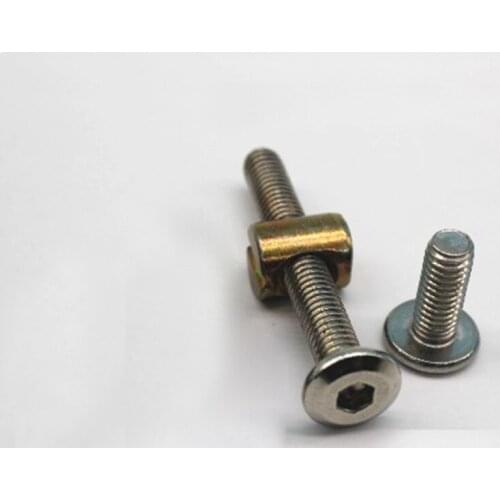 5pcs M6 Allen flat head inverted side screw round bevel hammer nut pair lock combination furniture bolt 55mm-120mm long