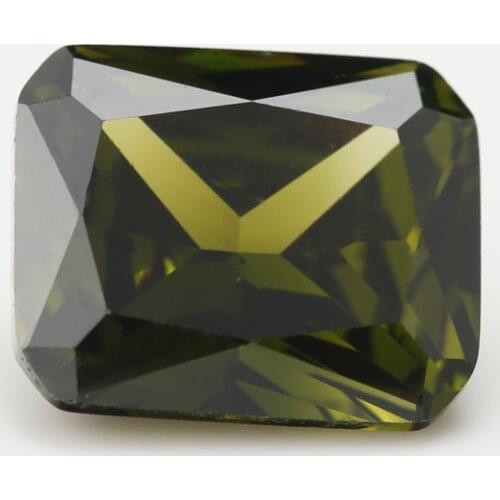 50PCS 3x5~13x18mm Octangle Princess Cut AAAAA Olive Green Color Loose Cubic Zirconia Gems CZ Stone For Jewelry Diy Stone
