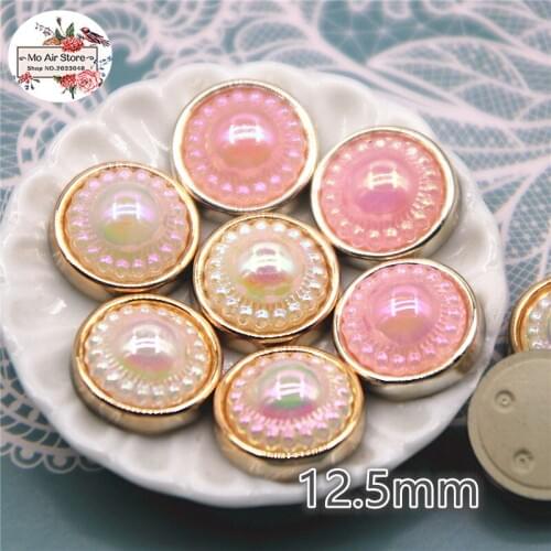 50pcs 12.5mm shiny pearl flatback delicat Buttons Home Garden Crafts Cabochon Scrapbooking DIY Accessories