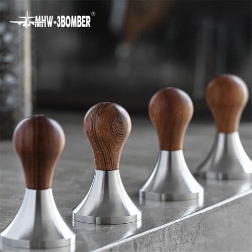 58.35mm Coffee Tamper Flat Base Rosewood Stainless Steel Powder Hammer Espresso Tamper Coffee Accessories For Barista Tools