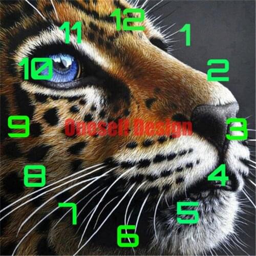 5d diamond painting full square clock diamond art kit clock tiger diy frame decoration home diamond mosaic rhinestone pictures