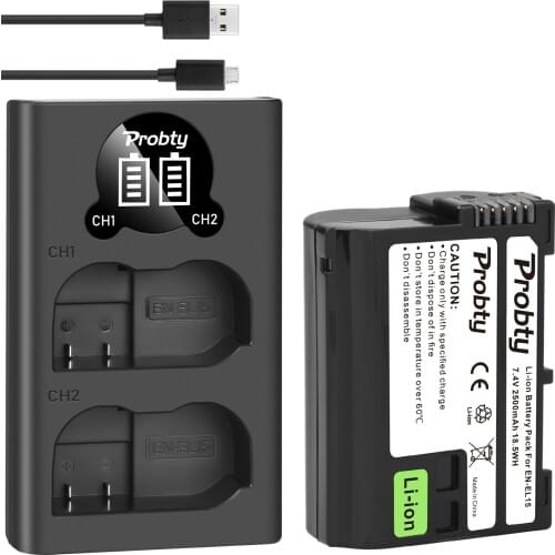 2500 mAh EN EL15 EN-EL15A ENEL15 EN-EL15 Battery + LED USB Charger For Nikon D500 D600 D610 D750 D7000 D7100 D7200 D800 D800E