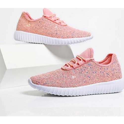 Glitter Women Running Shoes Crystal Summer Sneakers Trend Shiny Girl Street Walking Shoes Fashion Sequins Lady Tennis Big Size41