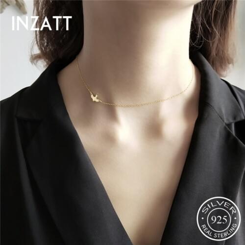 INZATT Real 925 Sterling Silver Animal Bird Choker Necklace For Women Birthday Fine Jewelry Elegant Accessories