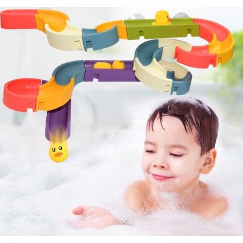 Diy Baby Bath Toys Race Track Mount Bathroom Bath Kids Play Spray Water Toy Set Baby Bathroom Duck Diy Track Bathtub