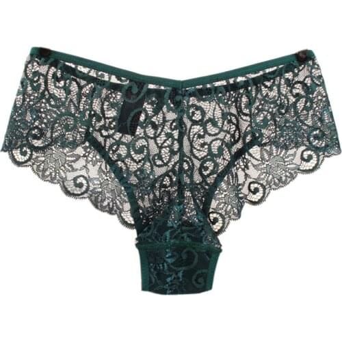 Women Solid Sexy Full Lace Panties High-Crotch Transparent Floral Bow Soft Briefs Culotte Femme Plus Size S-XL