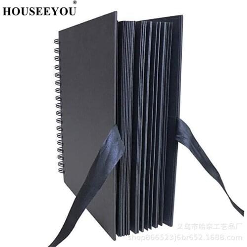 40 Sheets/80 Pages Photo Album Black Paper Scrapbook Wedding Guest Book DIY Anniversary Travel Memory Scrapbooking