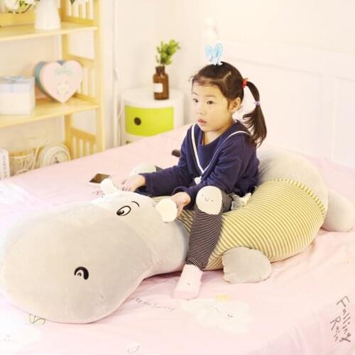 Giant cute hippo plush doll big cartoon fat hippos toys boyfriend long pillow bed cushion sleeping pillow 53inch 135cm DY50645