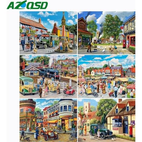 AZQSD Unframe Paint By Numbers Street Handpainted Painting Art Home Decoration Coloring By Numbers Landscape Handmade Gift