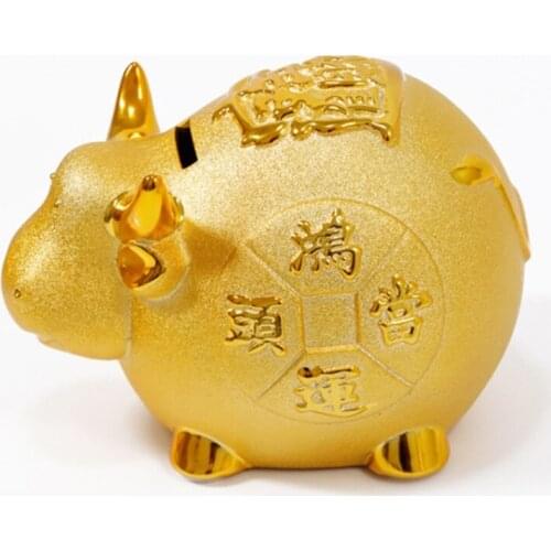 5/6/7/8/9/12 In Cow Ox Piggy Bank, My First Money Bank, Unbreakable Chinese Zodiac Ceramics Coin Bank for Girls and Boys, Gifts